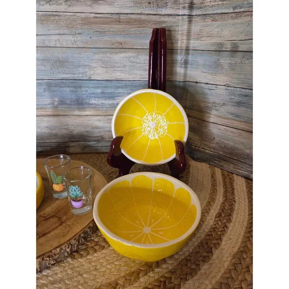 Casamigos Margarita Glass Cactus Glass Dip Tray Lemon Bowls Shot Glass Set 6pc